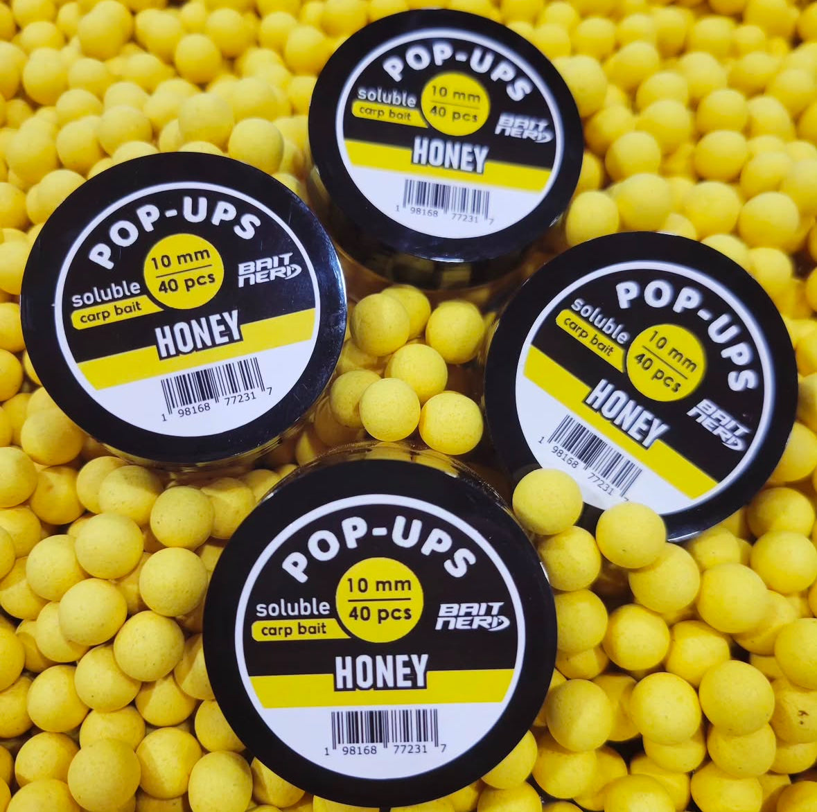 BAIT NERD Pop Ups 40pcs, 10mm, Honey Natural Premium Floating Pop-Up Boilies | Carp Fishing Bait | for Hair Rig, Chod Rig, Flat Feeder | Carp, Buffalo, Catfish